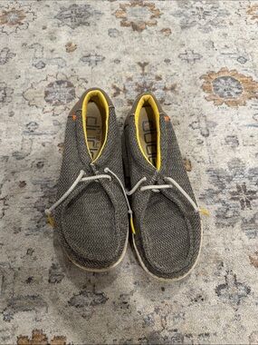 Hey Dude Wally Knit Slip-On Shoes - Charcoal with Yellow Accents